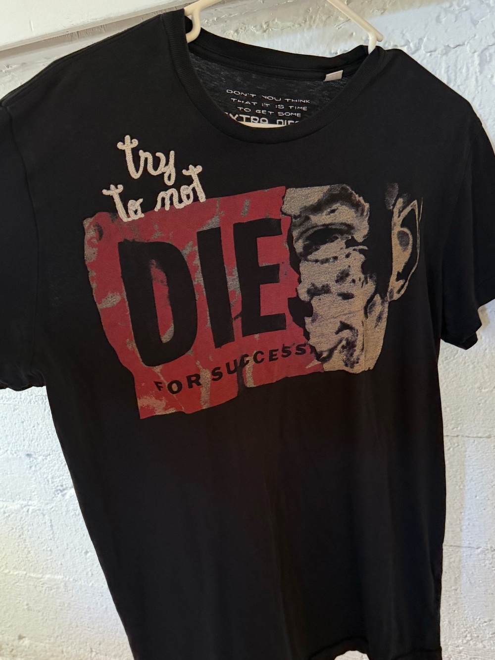 Washed Black Graphic 'Die for Success' Woman’s T-Shirt Diesel